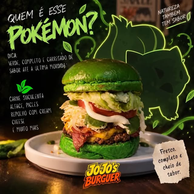 Hambúrguer verde completo com alface e queijo