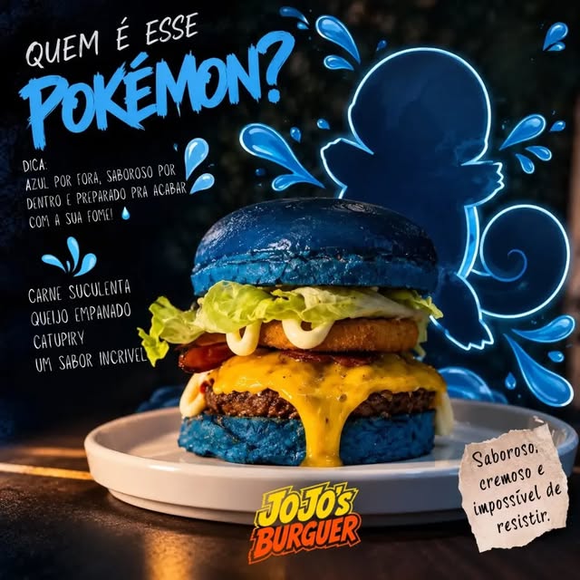 Hambúrguer azul com queijo e molho